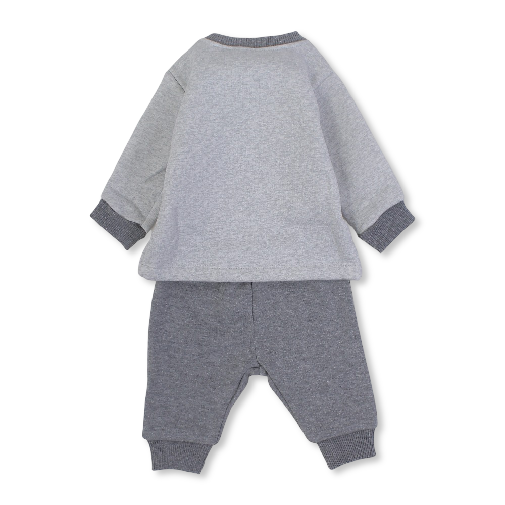 Baby Boys Cotton Pajama Set – Grey with Little Bunny Print