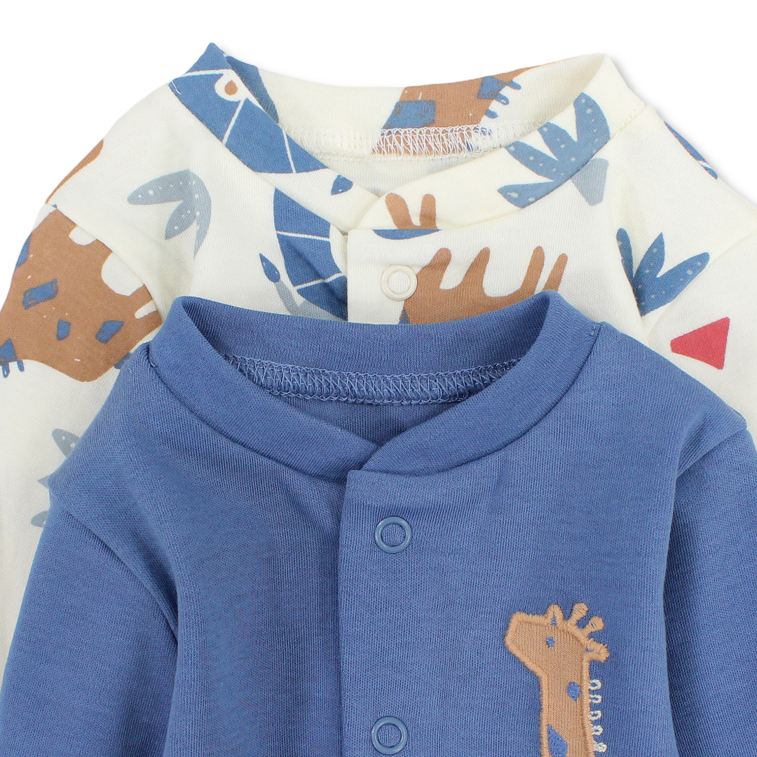 Baby Boys Cotton Baby Footie – Animals Print (2Pcs)