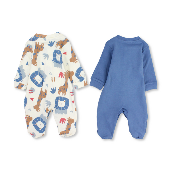Baby Boys Cotton Baby Footie – Animals Print (2Pcs)