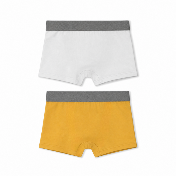 Boys Cotton Boxer – Yellow & White (Pack Of 2)