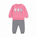 Baby Girls Cotton Pajama – Pink with Dancing Cats Print