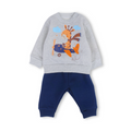 Baby Boys Cotton Pajama – Grey with Giraffe Print