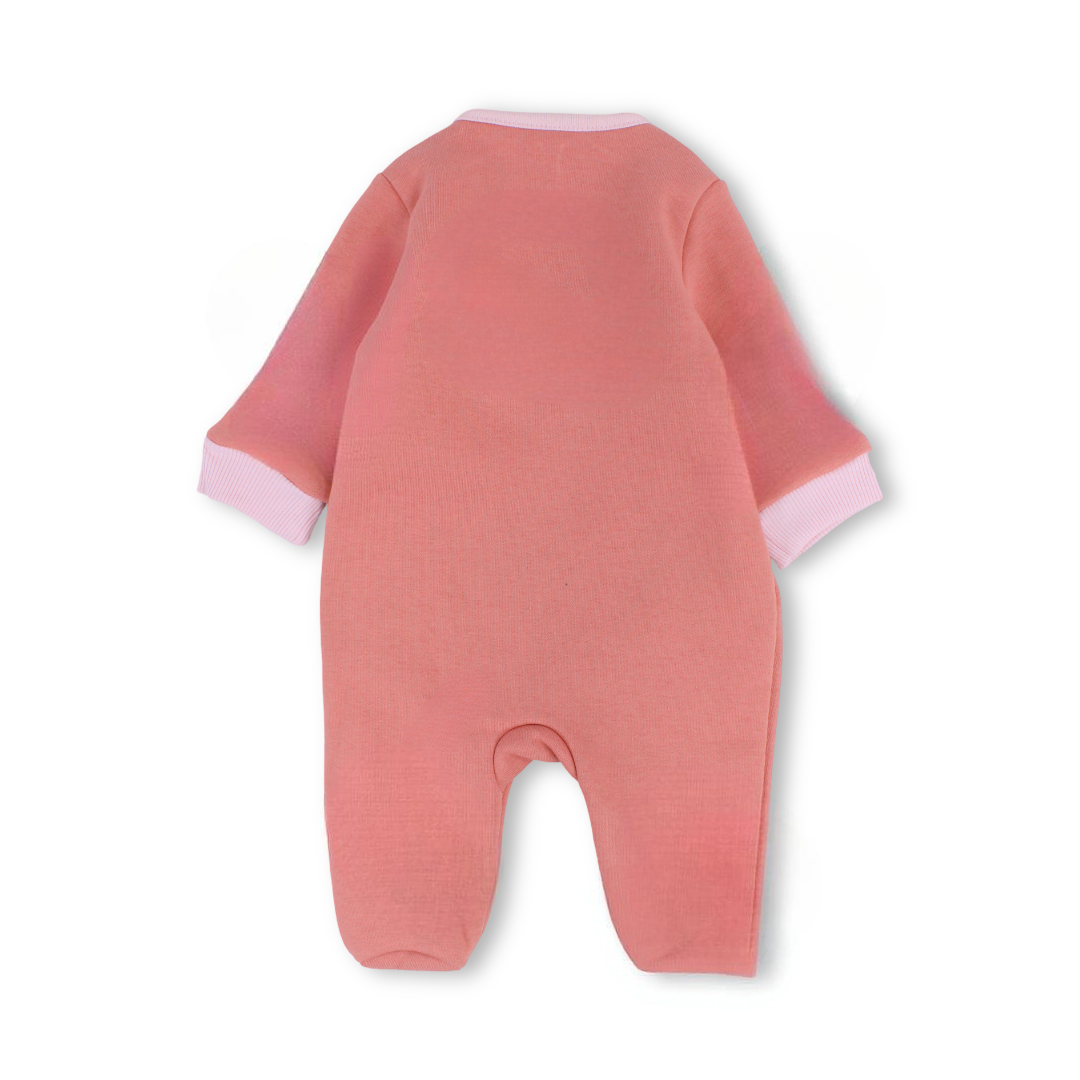 Baby Girls Cotton Baby Footie – Salmon with Rabbit Print