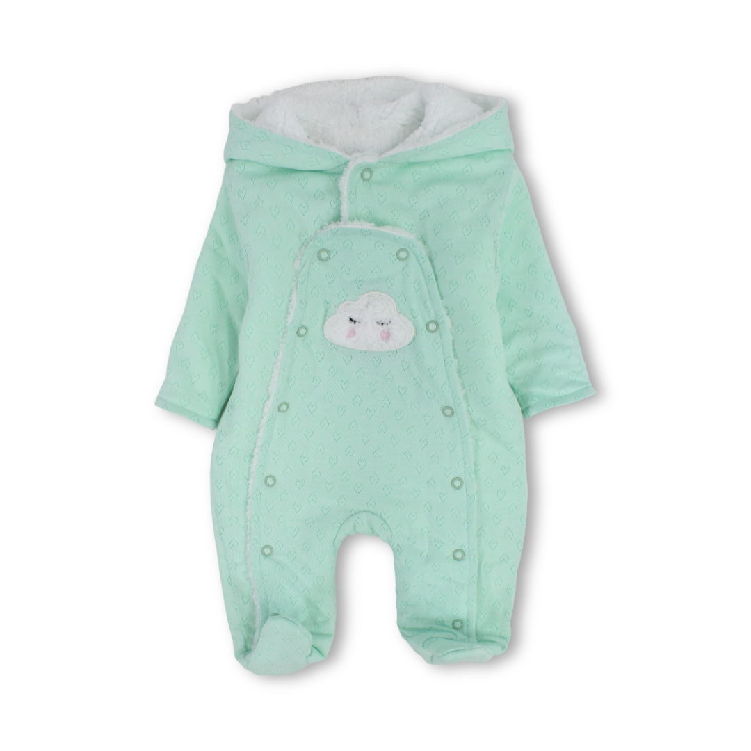 Baby Girls Fleece Hooded Baby Footie – Green