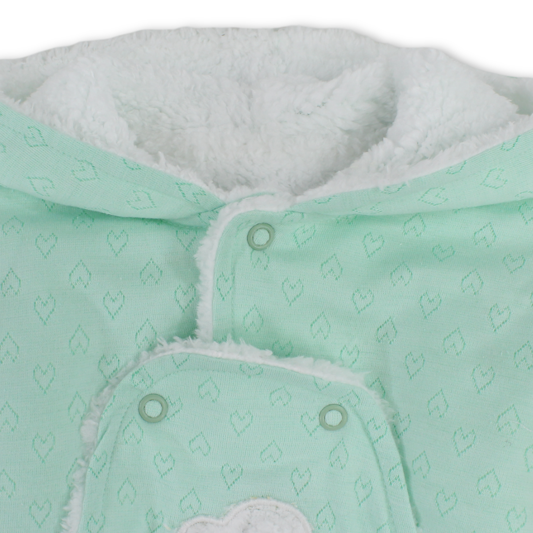 Baby Girls Fleece Hooded Baby Footie – Green