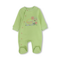 Baby Girls Cotton Baby Footie – Pistachio with Turtle Embroidery
