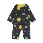 Baby Boys Cotton Pajama – Grey with "Time to Sleep" Design