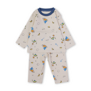 Baby Boys Cotton Pajama  Set – Beige with Space Prints