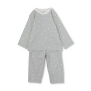 Baby Girls Cotton Pajama Set – Mint with Hearts Print