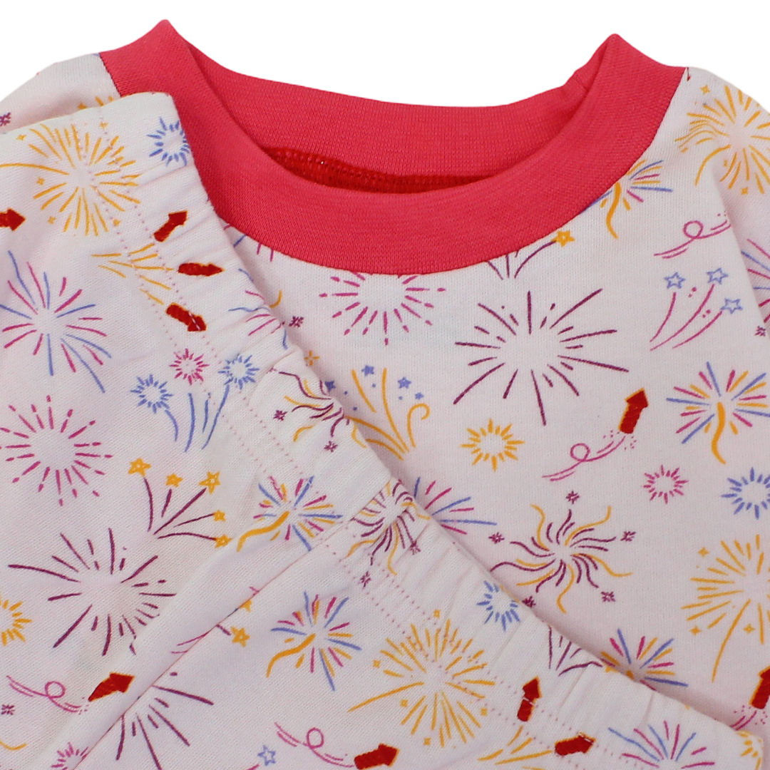 Baby Girls Cotton Pajama – Fireworks Print