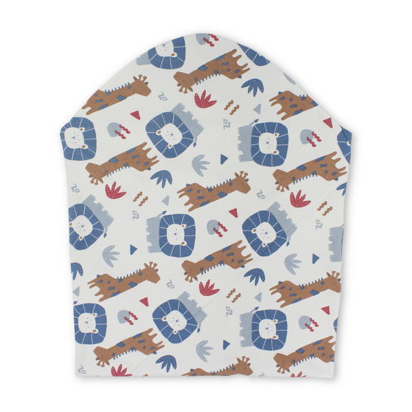 Cotton Baby Blanket – Indigo with Animals Print