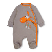 Unisex Baby Cotton Baby Footie – Coffee with Giraffe Design