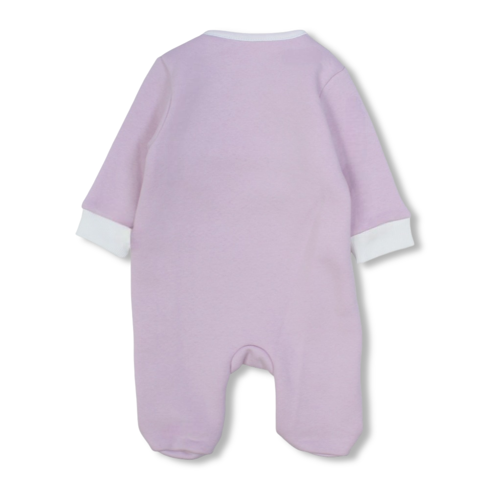 Baby Girls Cotton Baby Footie – Pink with "Love Is Love" Design