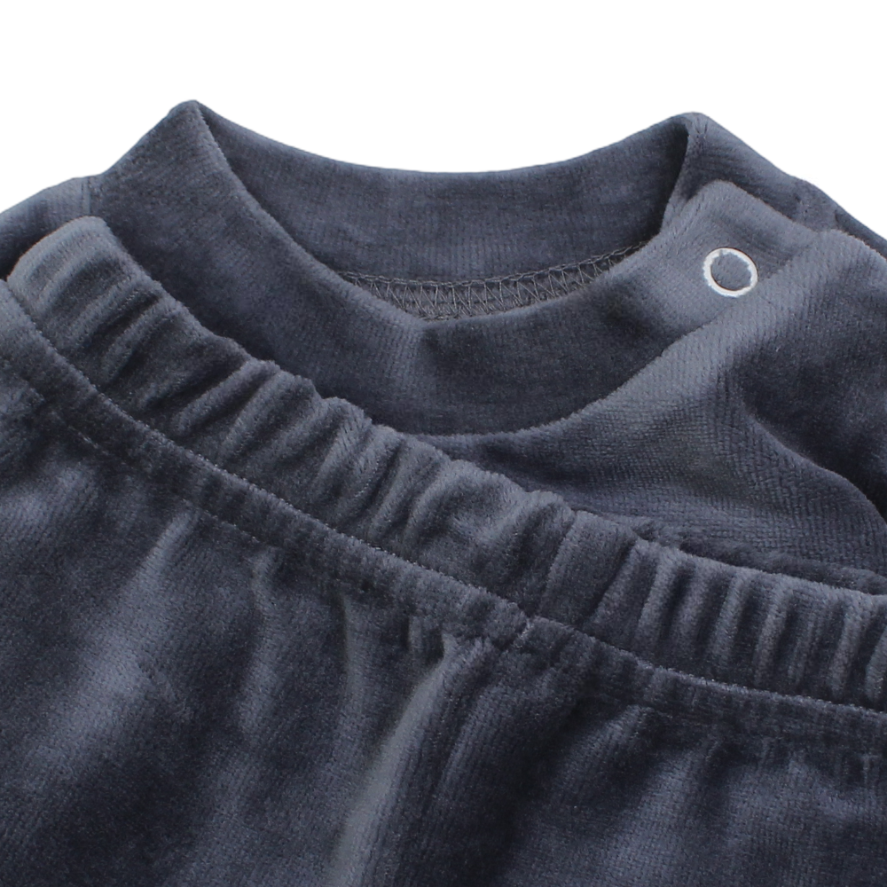 Baby Boys Velvet Pajama Set – Grey with Elephant Design