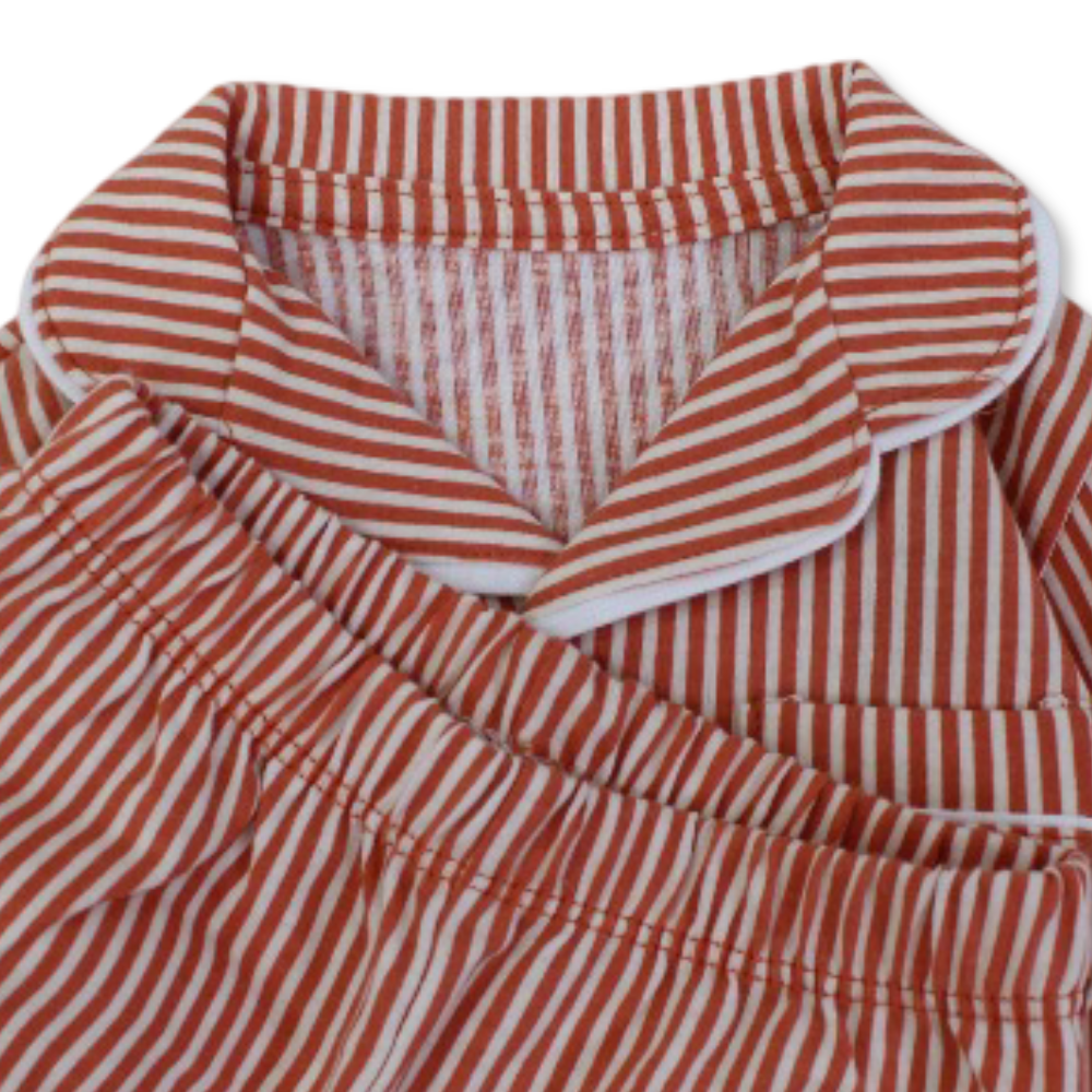 Baby Boys Cotton Pajama – Striped Orange