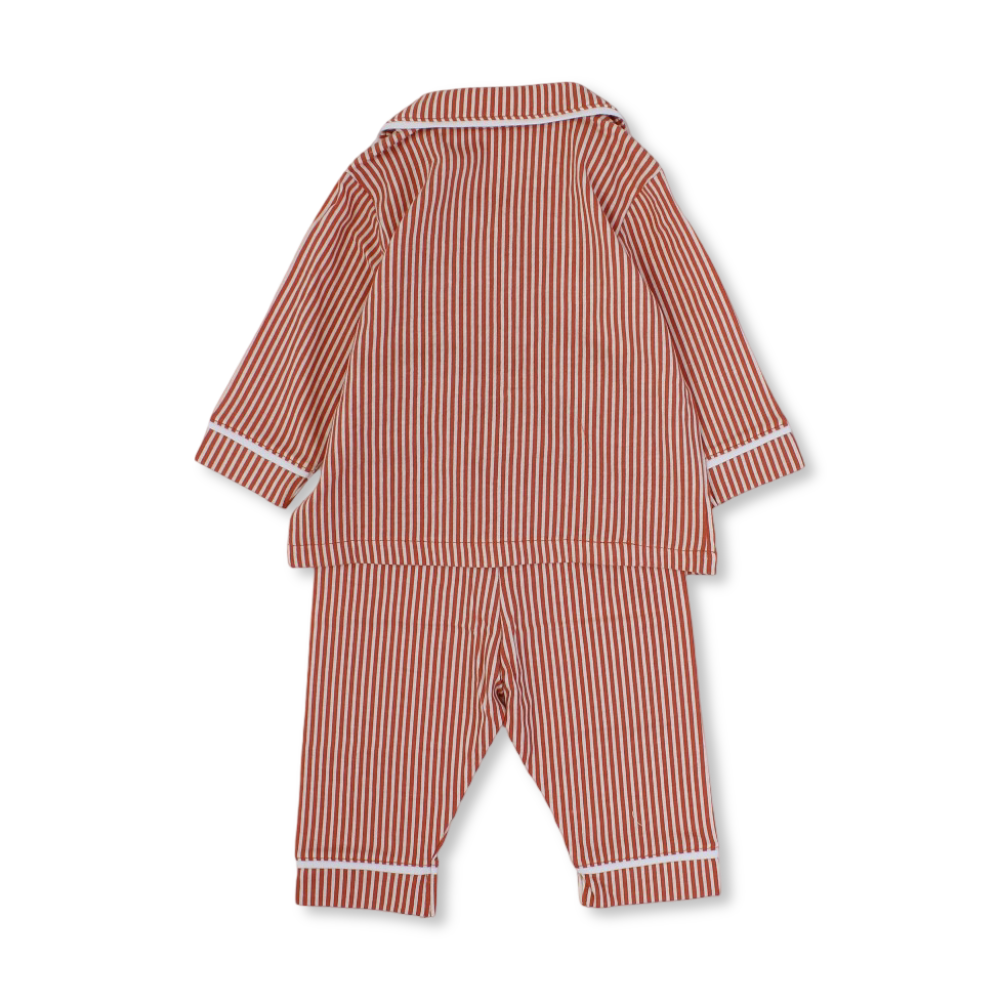 Baby Boys Cotton Pajama – Striped Orange