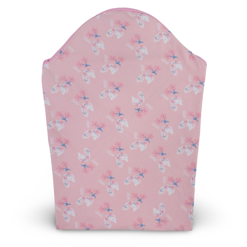 Cotton Baby Blanket – Pink with Seahorse & Floral Design