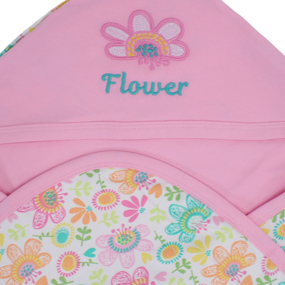 Cotton Baby Blanket  – Pink with Flower Design