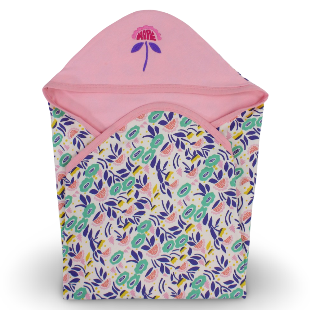 Cotton Baby Blanket – Pink with Hope Flower Design
