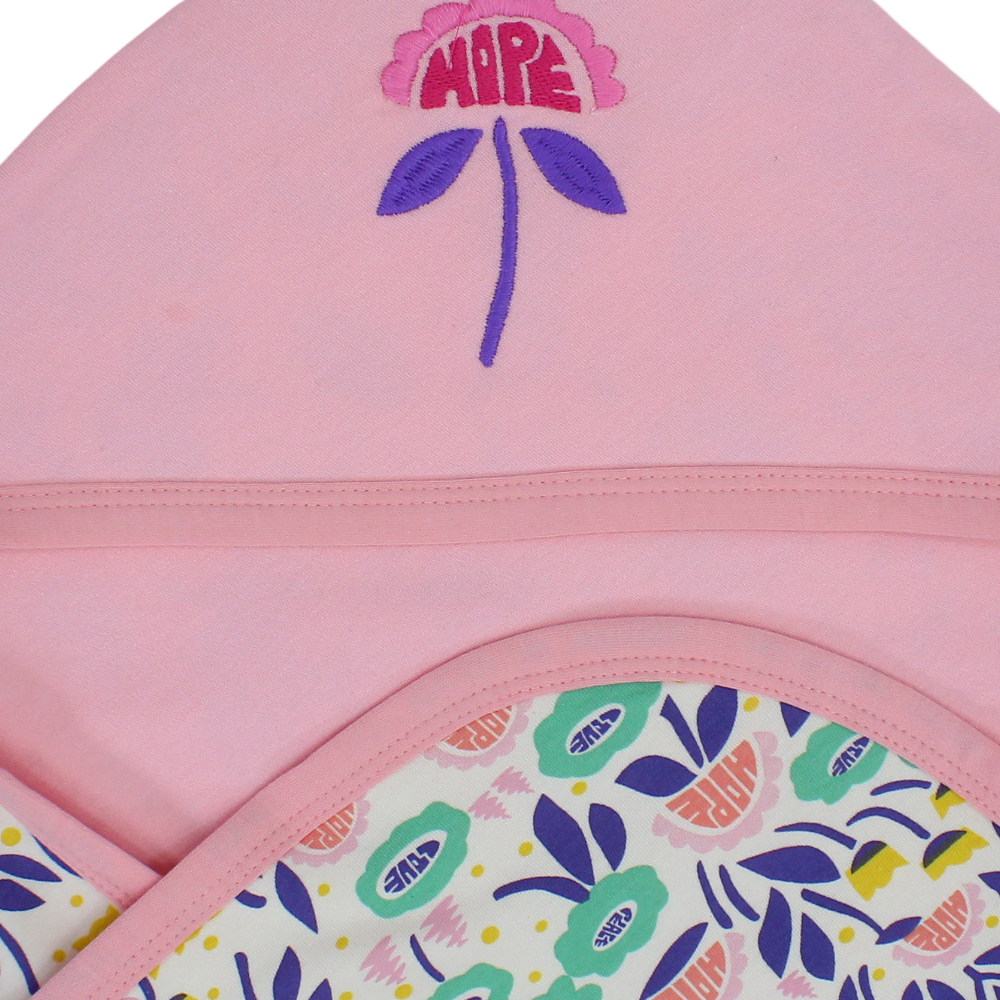 Cotton Baby Blanket – Pink with Hope Flower Design