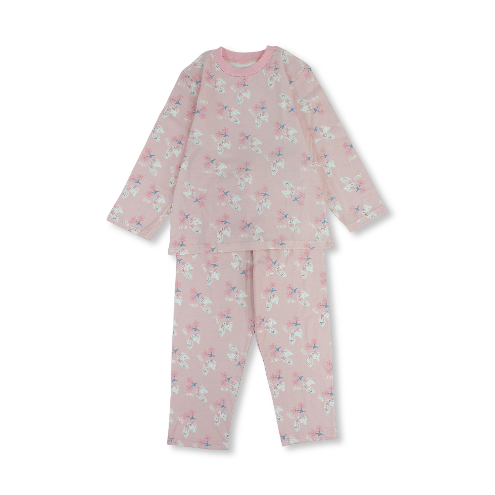 Girls Cotton Pajama – Pink with Unicorn Print