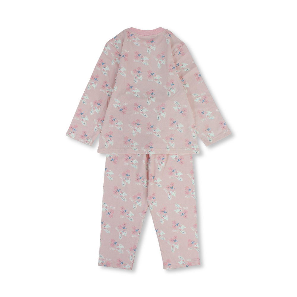 Girls Cotton Pajama – Pink with Unicorn Print