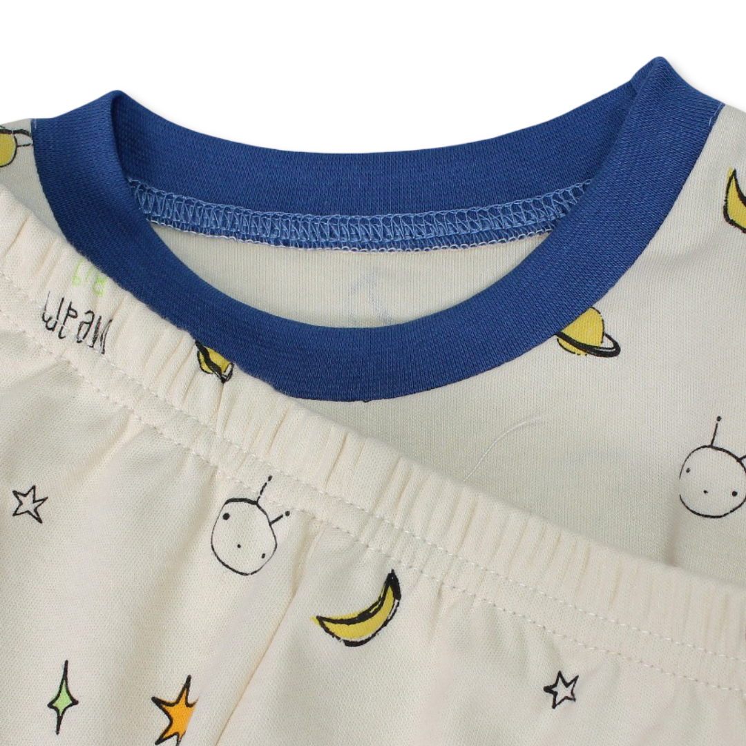 Boys Cotton Pajama – Beige with "Dream Big" Design