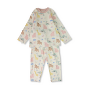 Girls Cotton Pajama – Dusty Pink with Animals Print