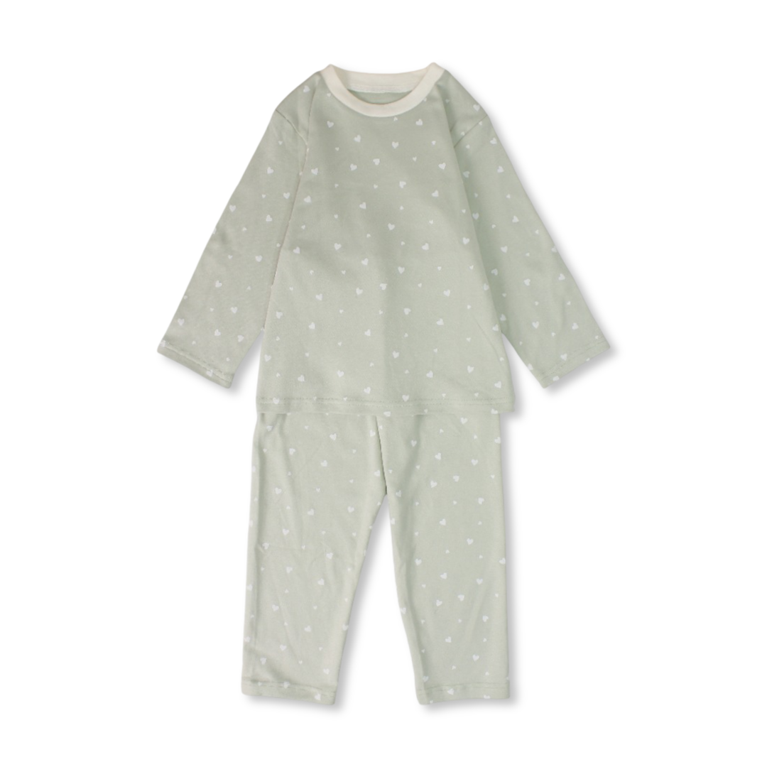 Girls Cotton Pajama – Pestage with Hearts Print - Clothing - Al Sayad