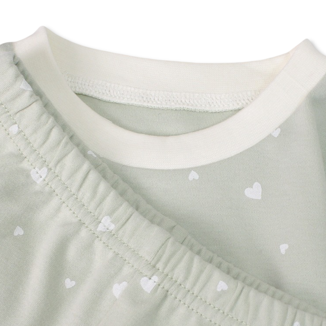 Girls Cotton Pajama – Pestage with Hearts Print