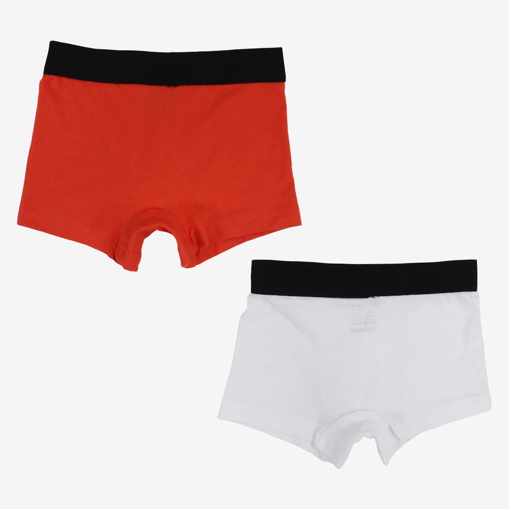 Boys Cotton Boxer Set – Orange & White (2-Pack)