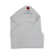 Cotton Baby Hooded Towel – "I Love Mum & Dad" Embroidery