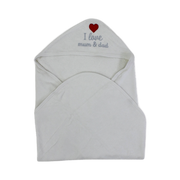 Cotton Baby Hooded Towel – "I Love Mum & Dad" Embroidery