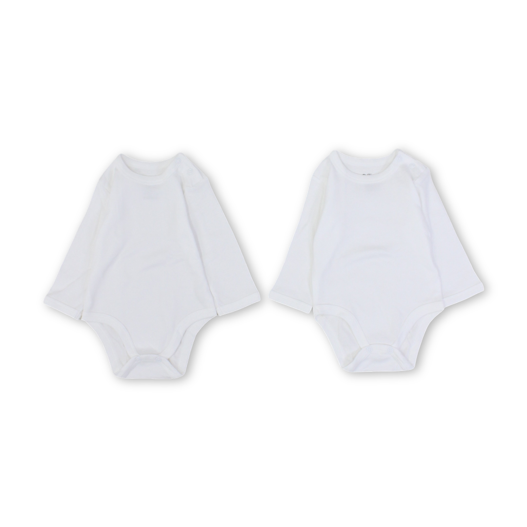 Unisex Baby Cotton Long-Sleeved Underwear Bodysuit – White Pack Of 2 - Clothing - Al Sayad