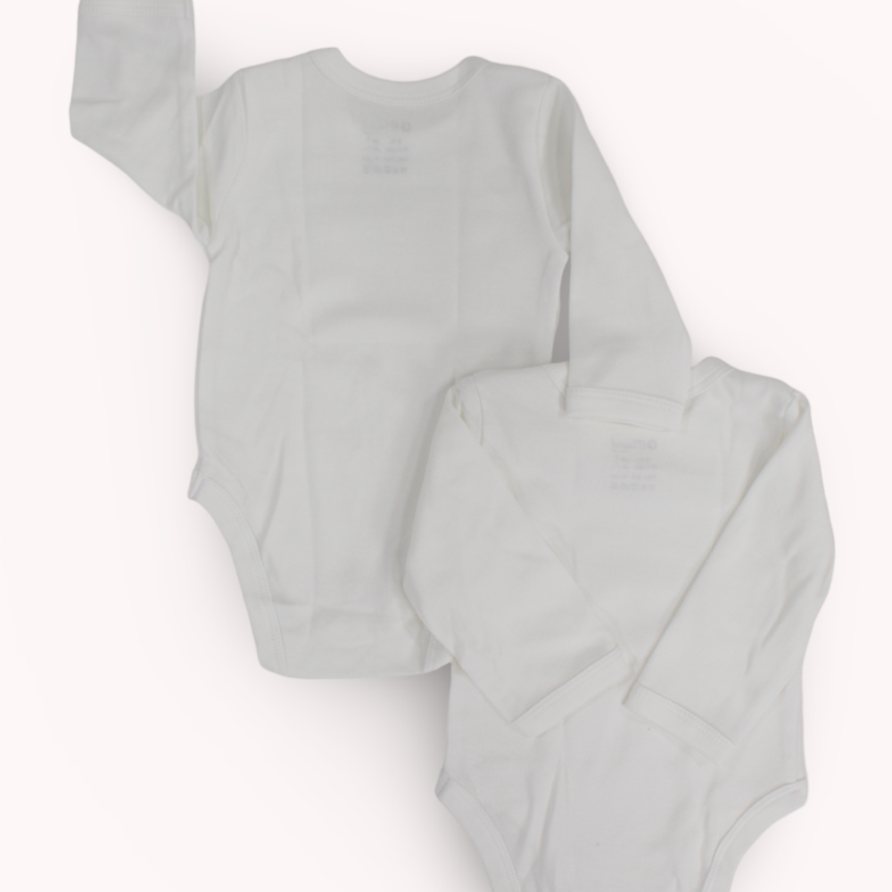 White Long-Sleeved Underwear Bodysuit (Pack Of 2)