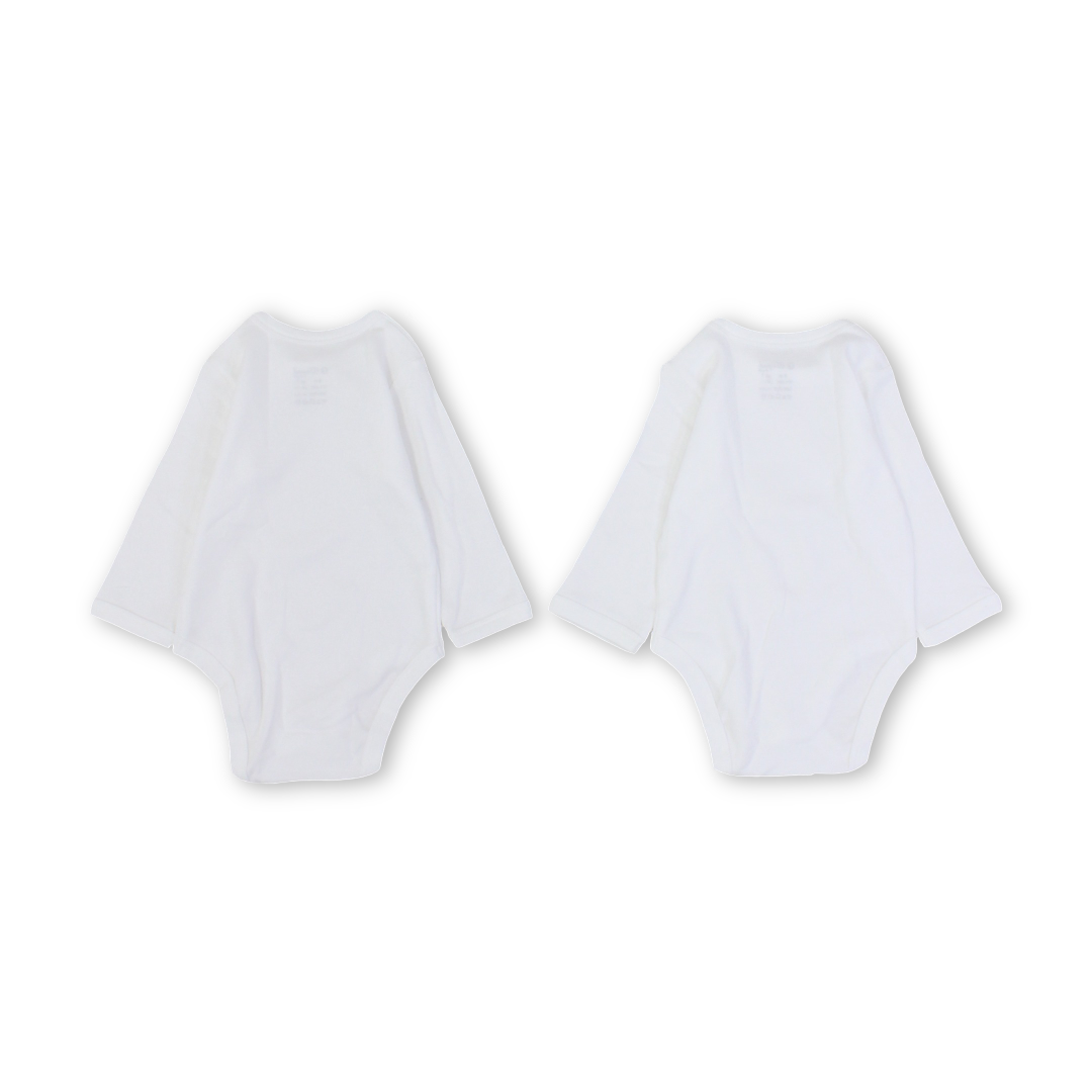 Unisex Baby Cotton Long-Sleeved Underwear Bodysuit – White Pack Of 2