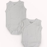 White Sleeveless Wrap-Over Bodysuit (Pack Of 2)