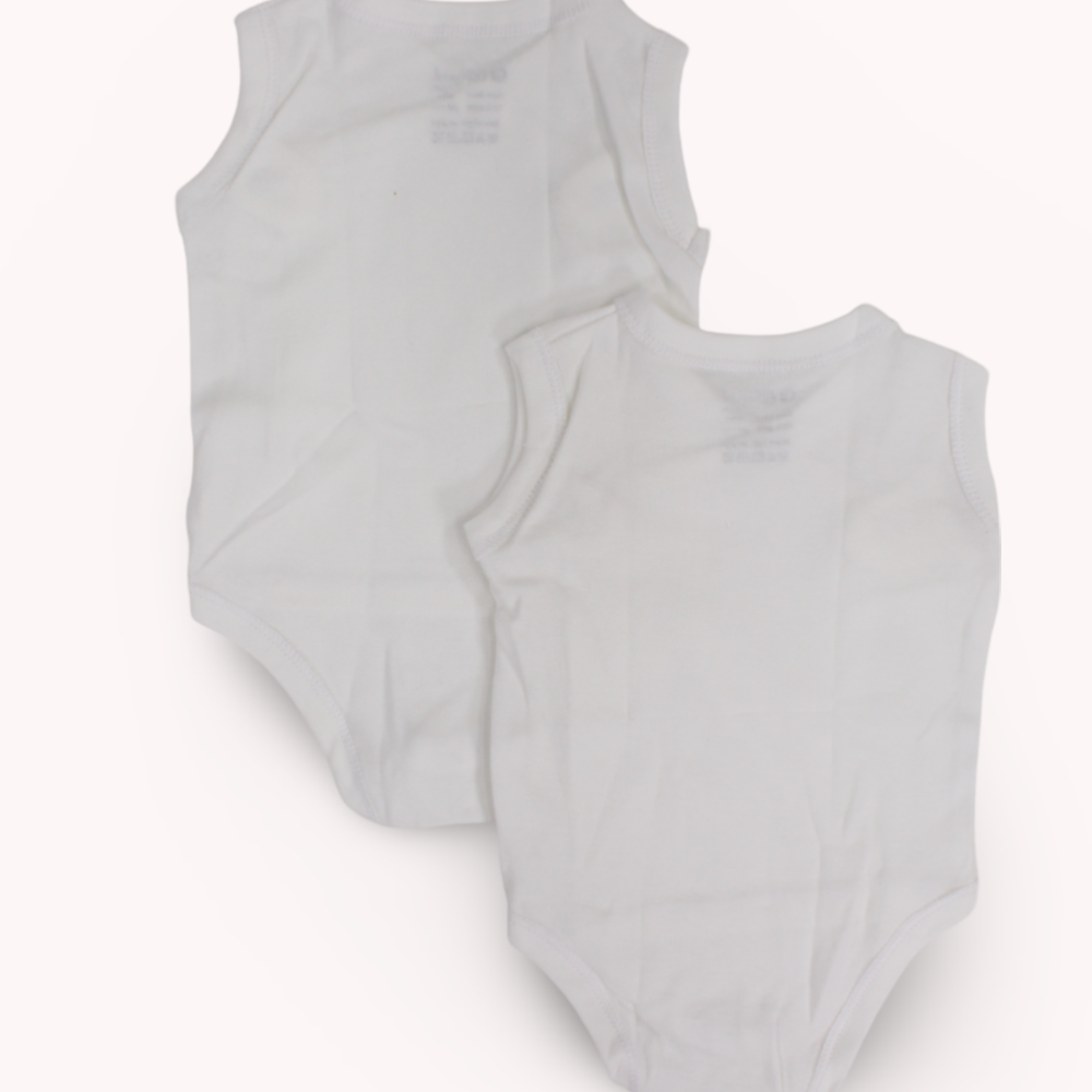 White Sleeveless Wrap-Over Bodysuit (Pack Of 2)