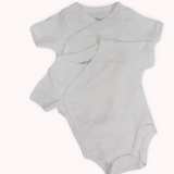 White Short-Sleeved Wrap-Over Bodysuit (Pack Of 2)