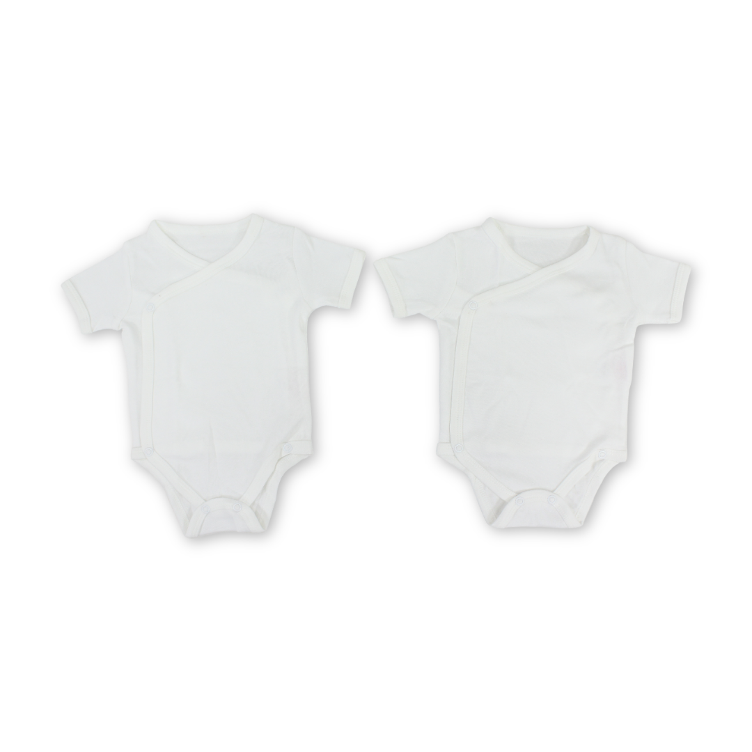 Unisex Baby Short-Sleeved Wrap-Over Bodysuit White – Pack Of 2 - Clothing - Al Sayad