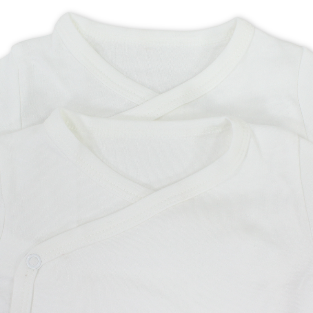 Unisex Baby Short-Sleeved Wrap-Over Bodysuit White – Pack Of 2