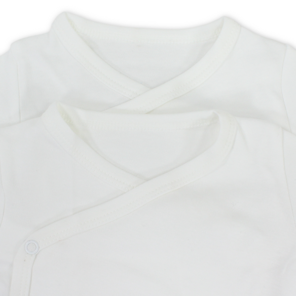 Unisex Baby Short-Sleeved Wrap-Over Bodysuit White – Pack Of 2