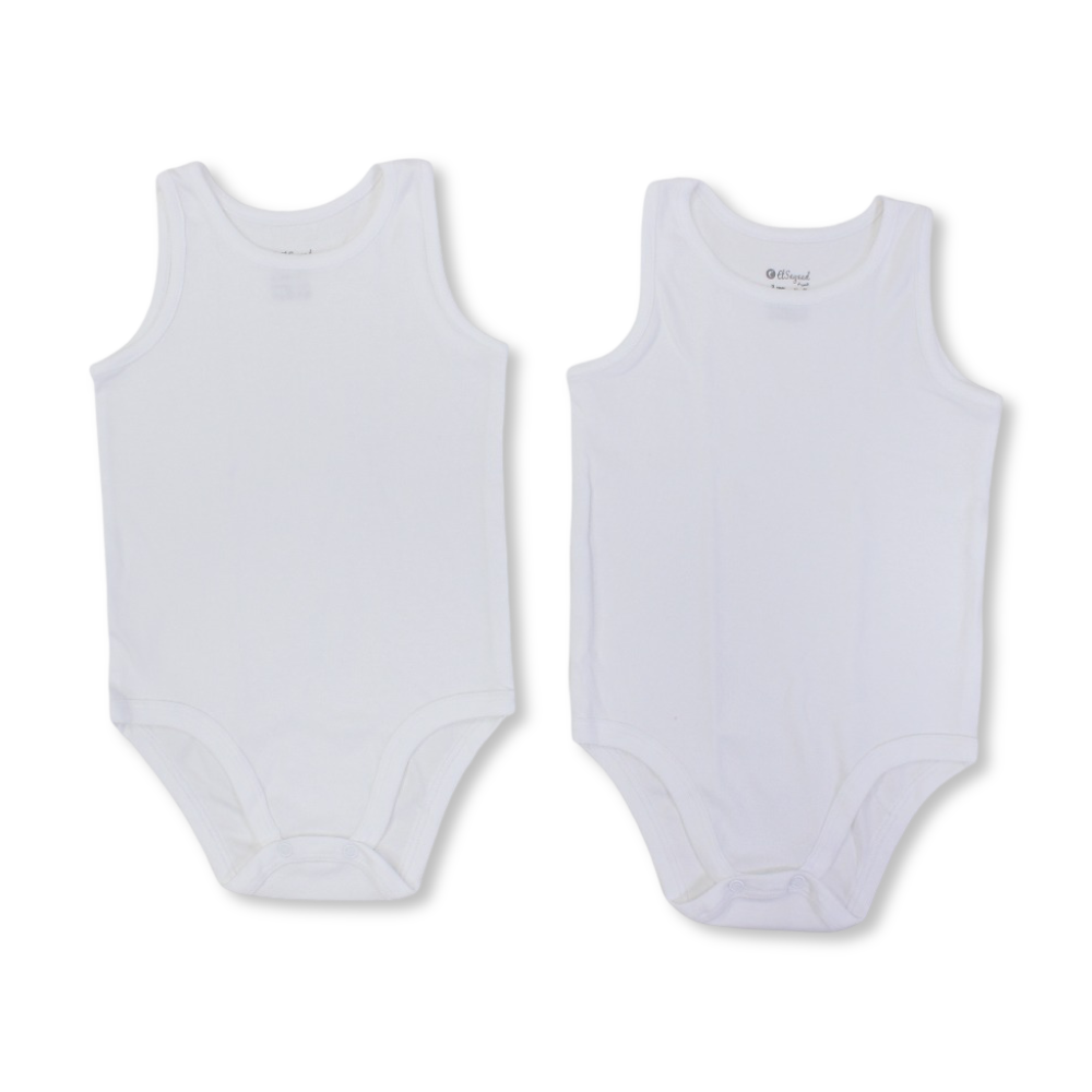 Unisex Baby Cotton Bodysuit White – Pack Of 2 - Clothing - Al Sayad
