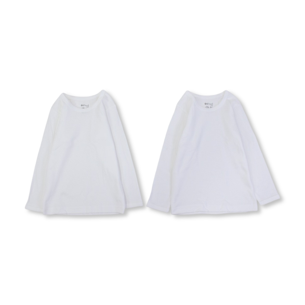 Unisex Kids Cotton Long-Sleeved Under Shirt White – Pack Of 2