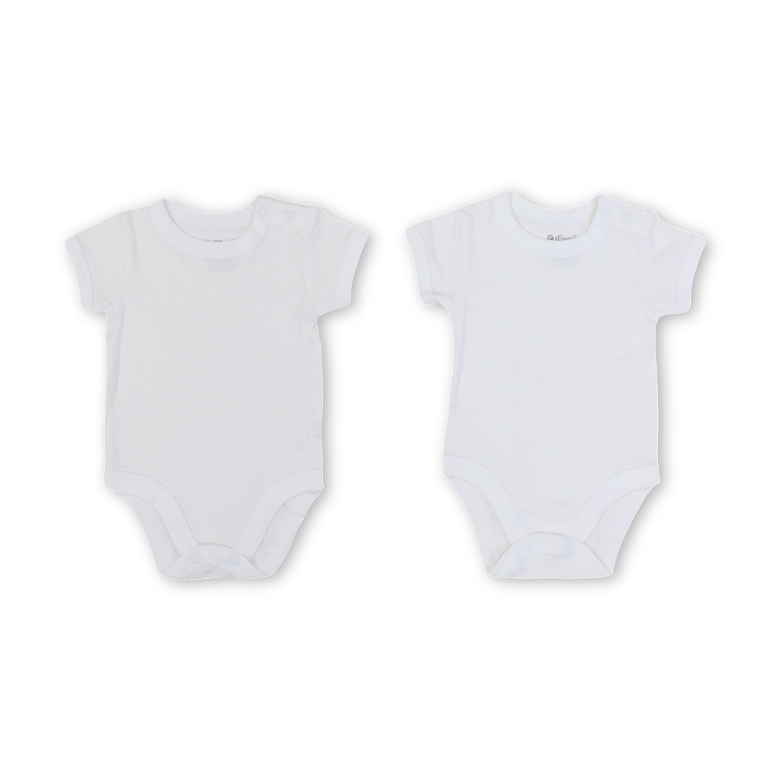 Unisex Baby Cotton Short-Sleeved Underwear Bodysuit – White Pack Of 2 - Clothing - Al Sayad