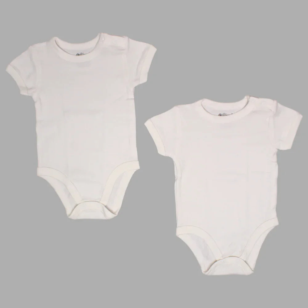 Pack Of 2 - Unisex Plain White Short-Sleeved Underwear Bodysuit - Clothing - Al Sayad