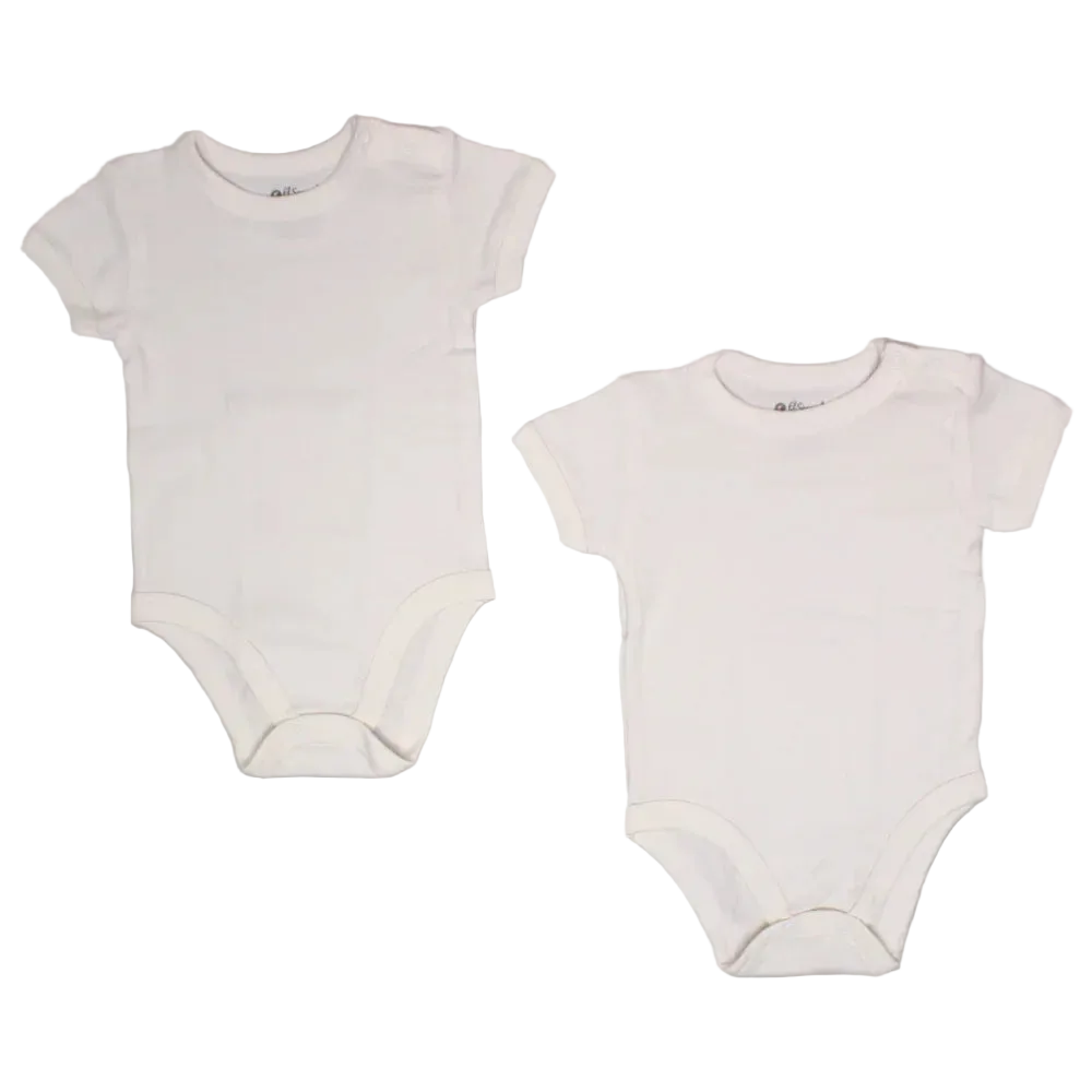 Pack of 2 - Unisex Baby Cotton Bodysuit White - Clothing - Al Sayad