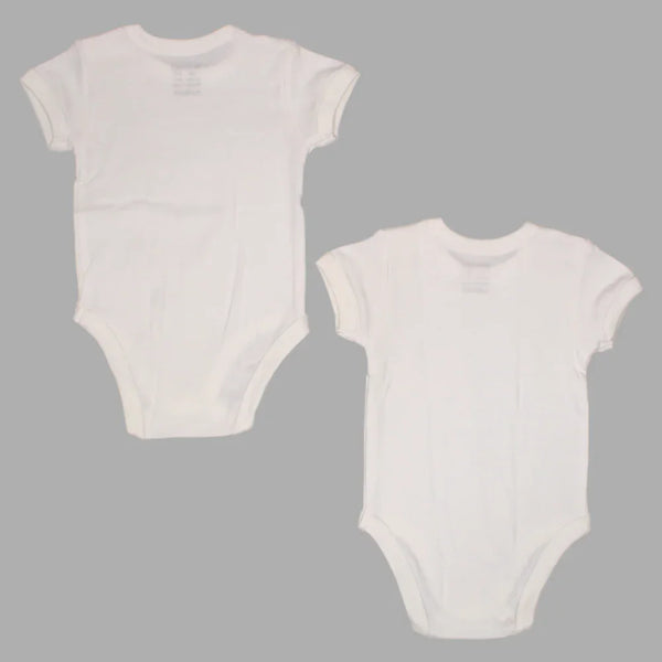 Pack Of 2 - Unisex Plain White Short-Sleeved Underwear Bodysuit