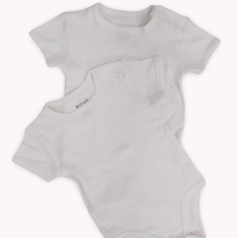 White Short-Sleeved Underwear Bodysuit (Pack Of 2)
