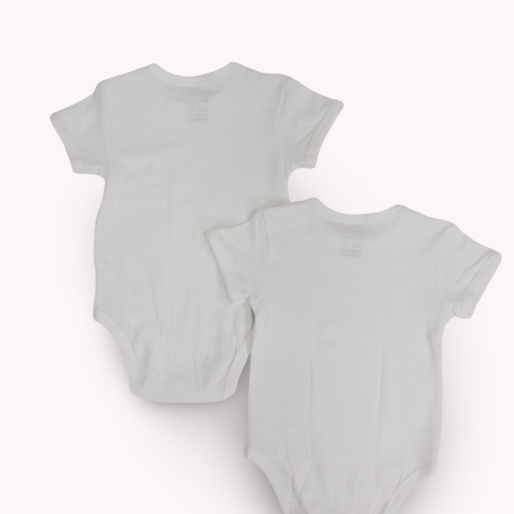 White Short-Sleeved Underwear Bodysuit (Pack Of 2)